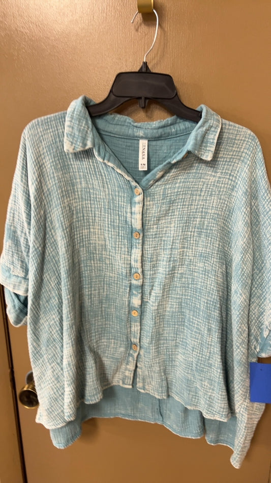 Zenana Shirt Small/Medium Light Blue