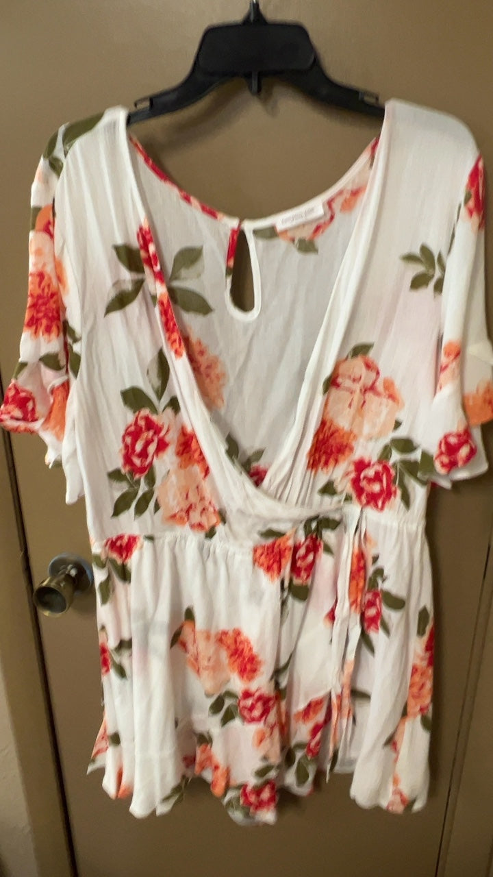 Dress XL White with pink, orange, green floral print