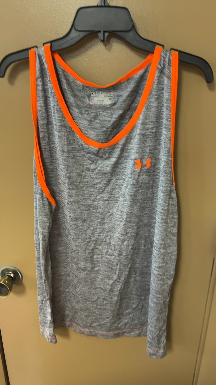 Under Armour Tank top Mens 2XL Gray with orange accents