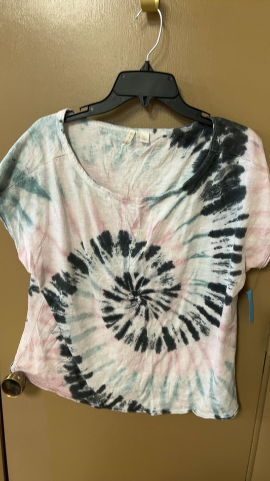 Shirt Large Multicolor (Predominantly Light Pink, Black, and Blue)