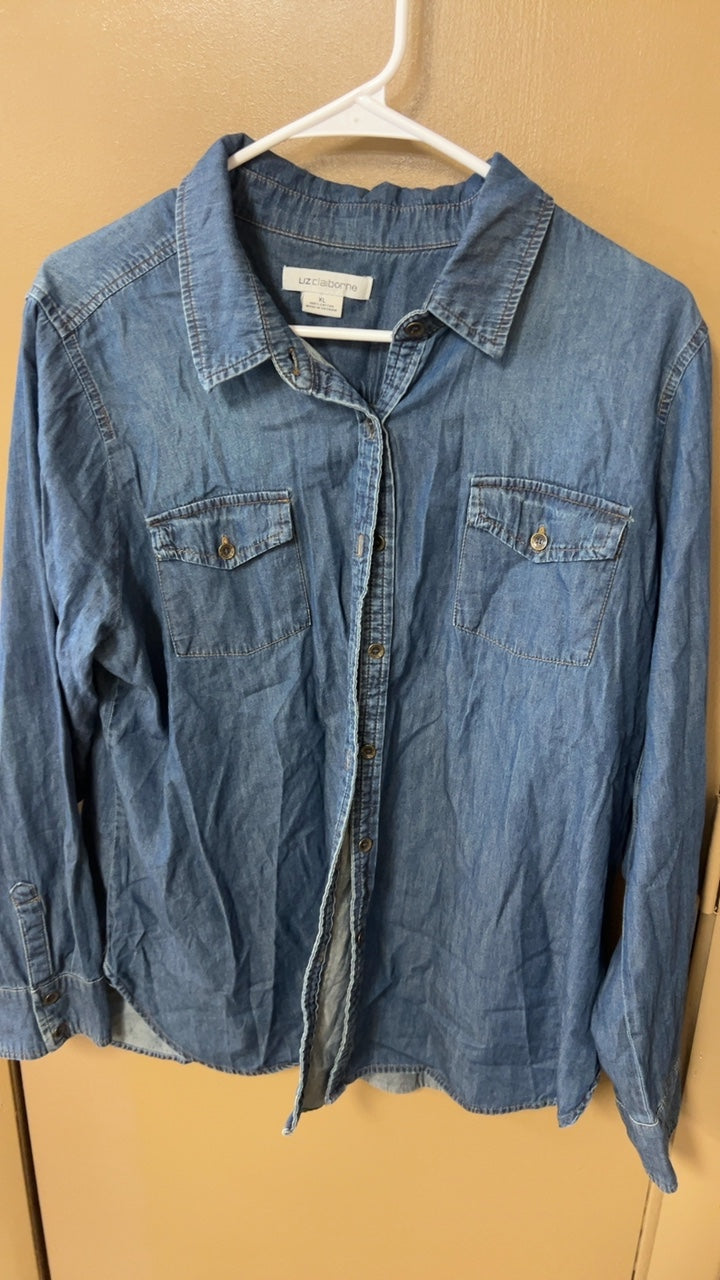 Liz Claiborne Shirt XL Blue