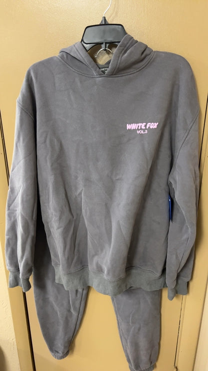 White fox Sweatshirt 2 piece set Small Pants Medium/Large Sweatshirt Gray