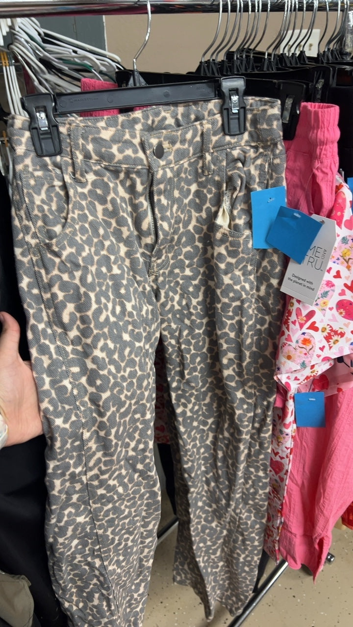 Pants XXS Beige with black leopard print