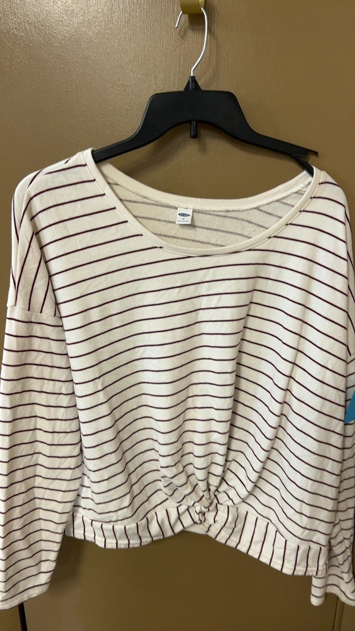 Old Navy Shirt XL Cream with burgundy stripes
