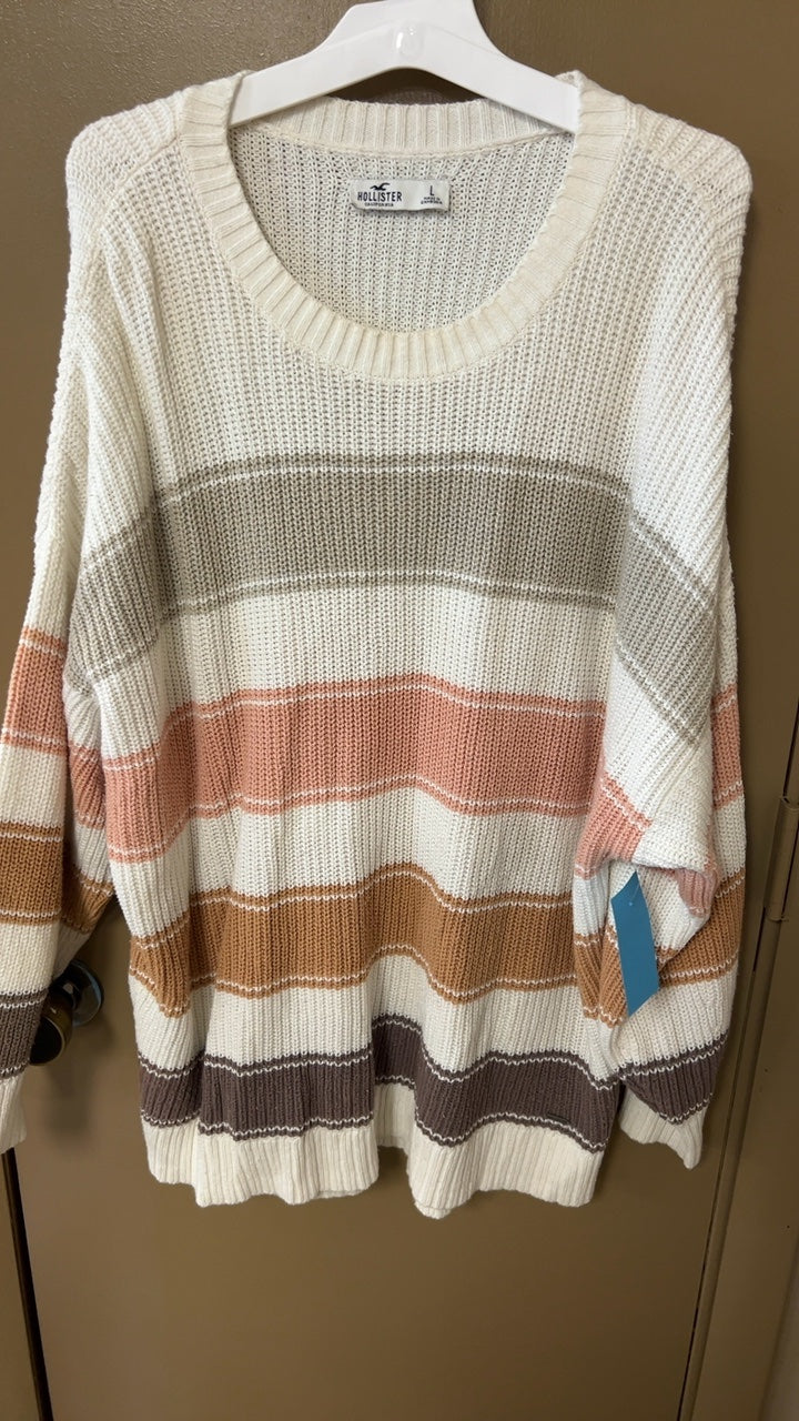 Hollister Sweater Large Beige, Brown, Pink, Gray