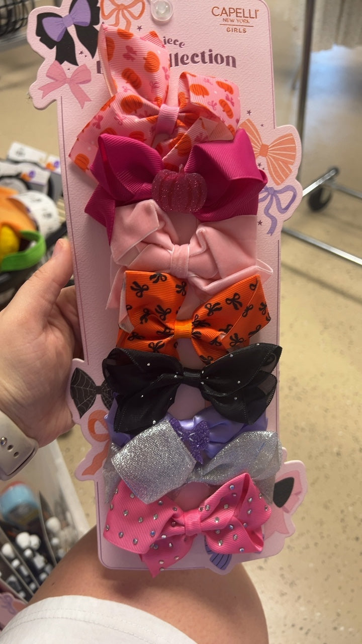Hair Bow Set Accessories Varied (Pink, Orange, Black)