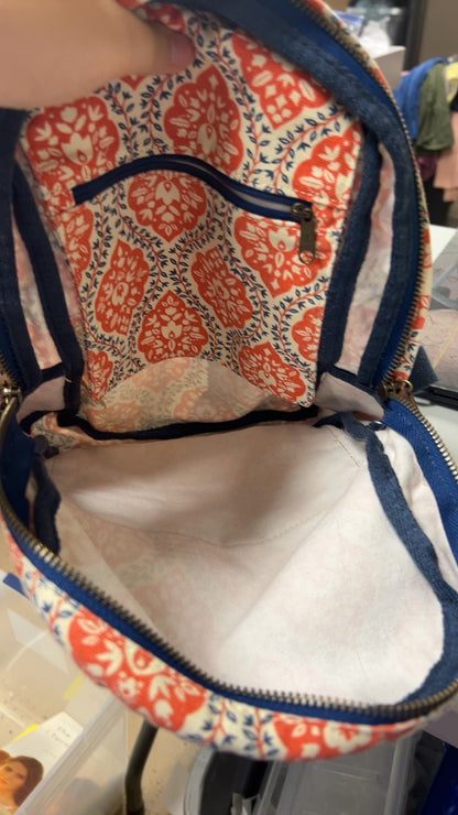 Matilda Tote Bag Red and white with navy accents