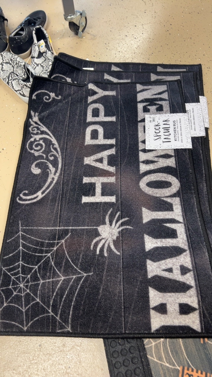 Rug Black and gray Spooktacular kitchen rug