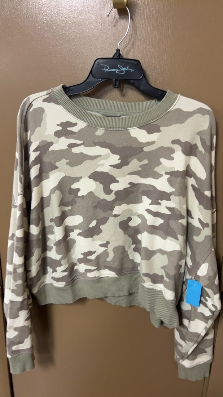 Aerie Sweatshirt Medium Beige and brown camouflage pattern