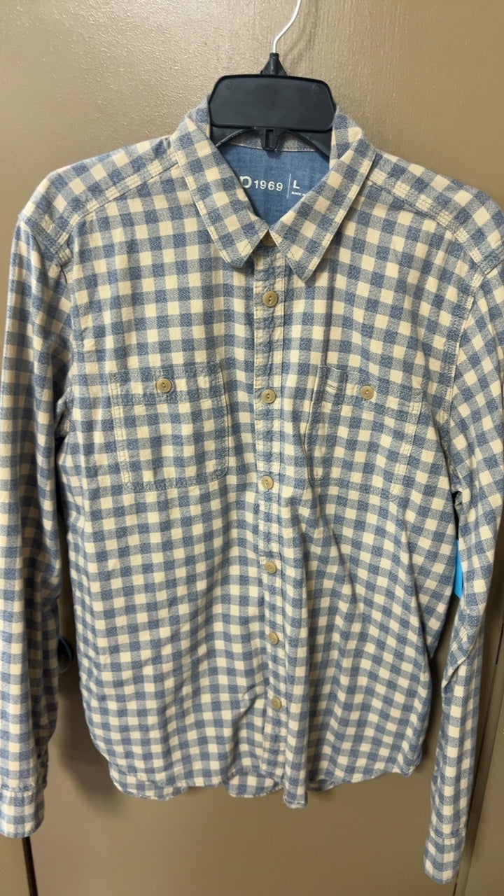 D 1969 Shirt Large Beige and blue