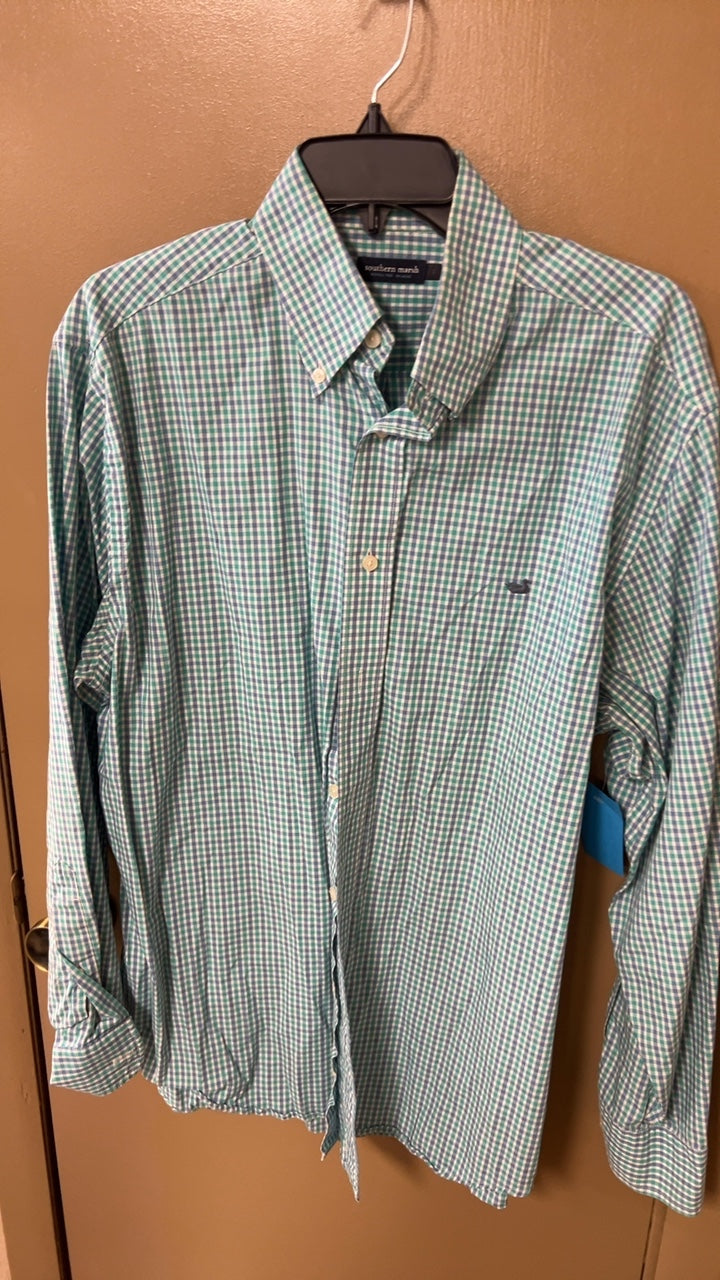 Southeastern Manufac Shirt MENS Large Multicolor (mainly green, blue, and white)
