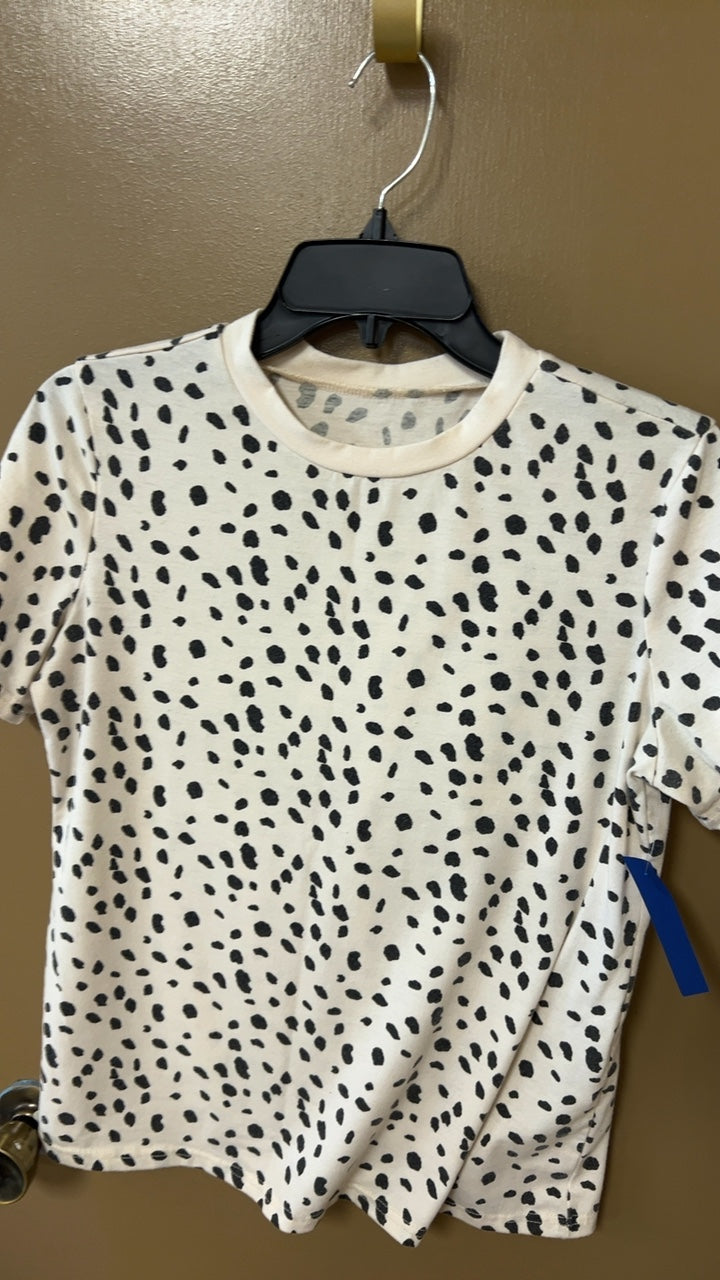 T-Shirt Small Cream with black spotted pattern