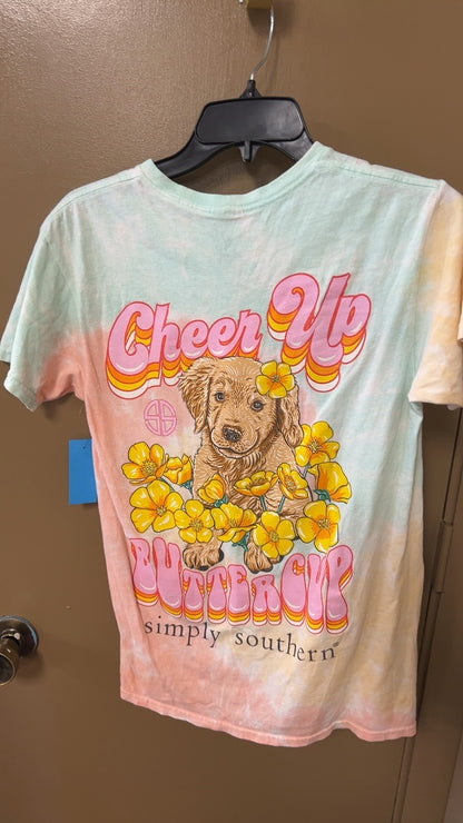 Simply Southern T-Shirt Small Pastel tie-dye (peach, mint green, cream)