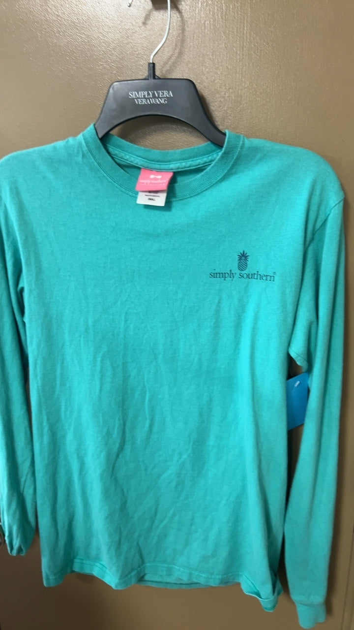 Simply Southern Shirt Small Turquoise