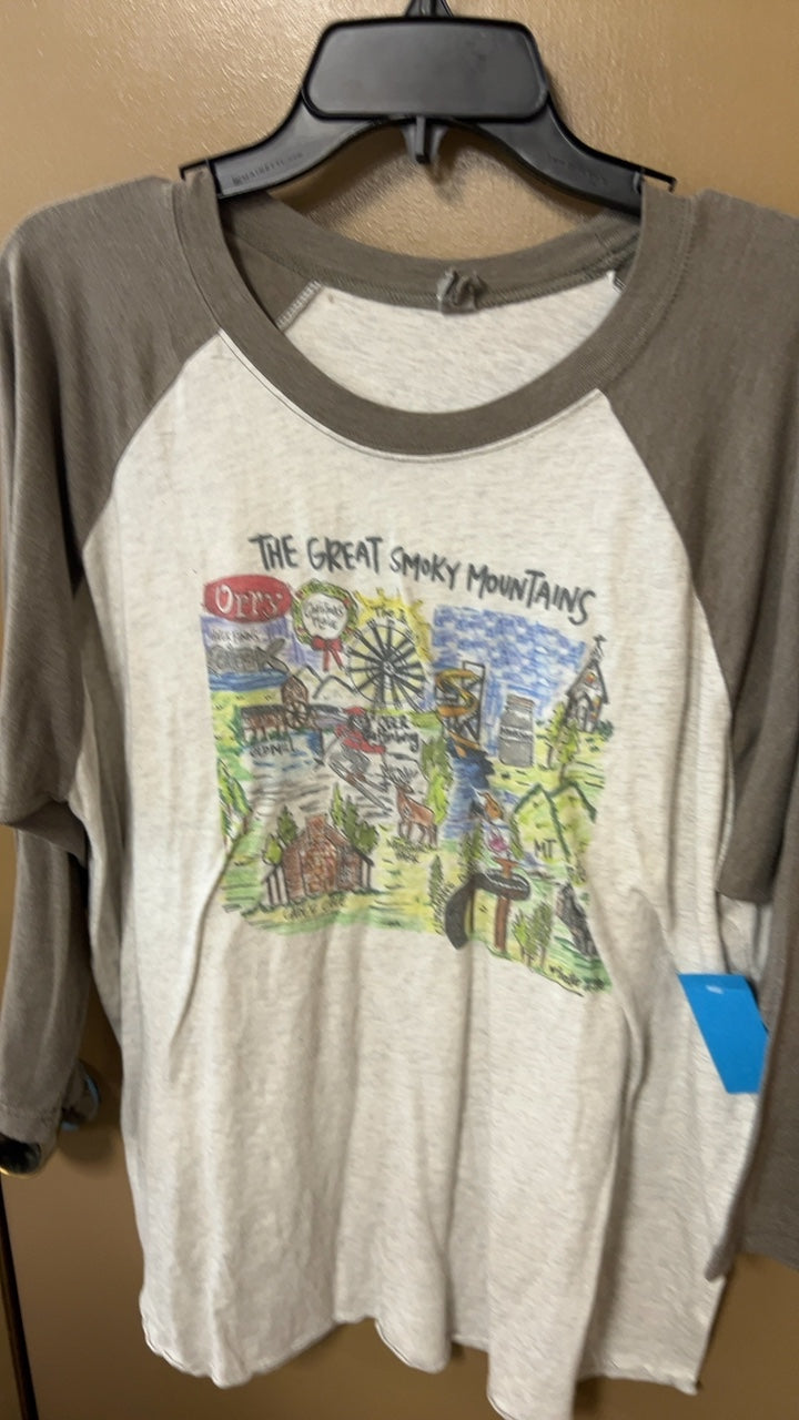 T-Shirt Large Beige and Brown