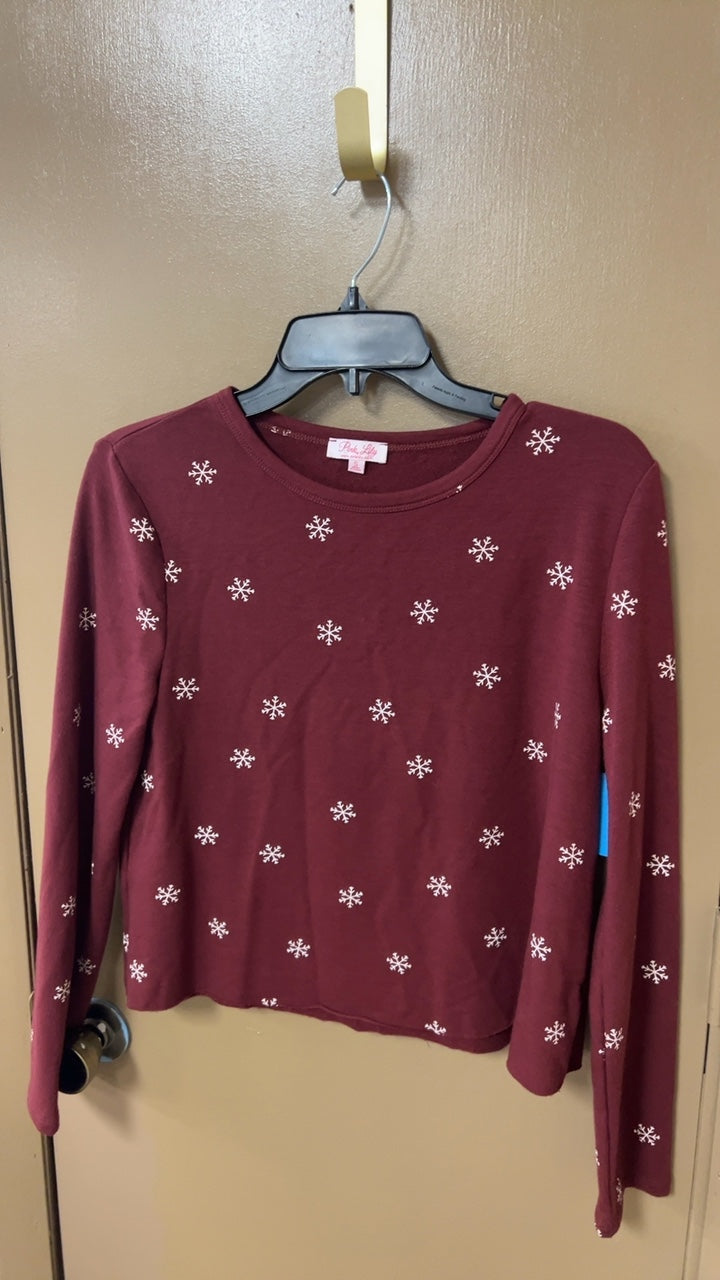 Pink Lily Sweater Small Burgundy