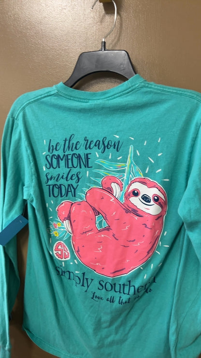 Simply Southern Shirt Small Turquoise