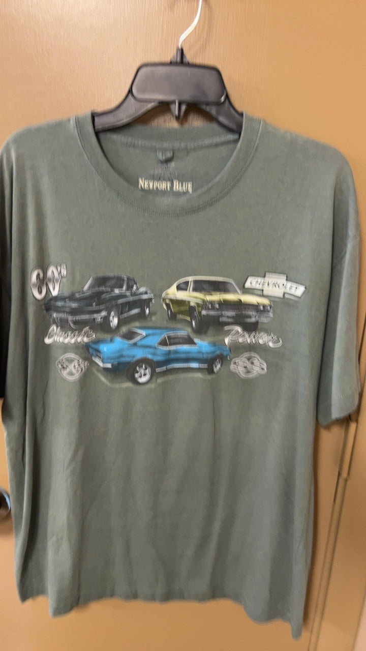 Newport Blue T-Shirt MENS Large Olive Green