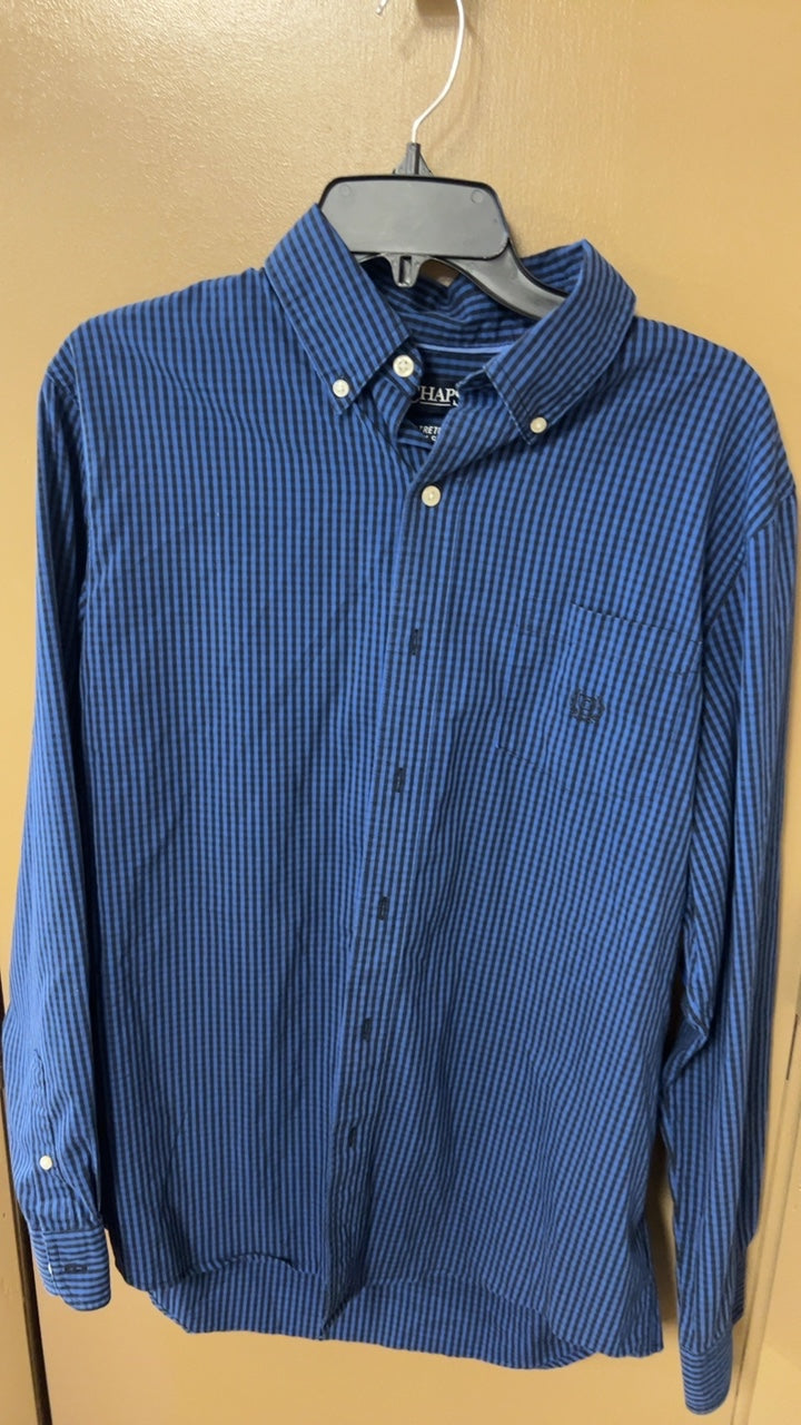 Shirt Large Blue and black striped