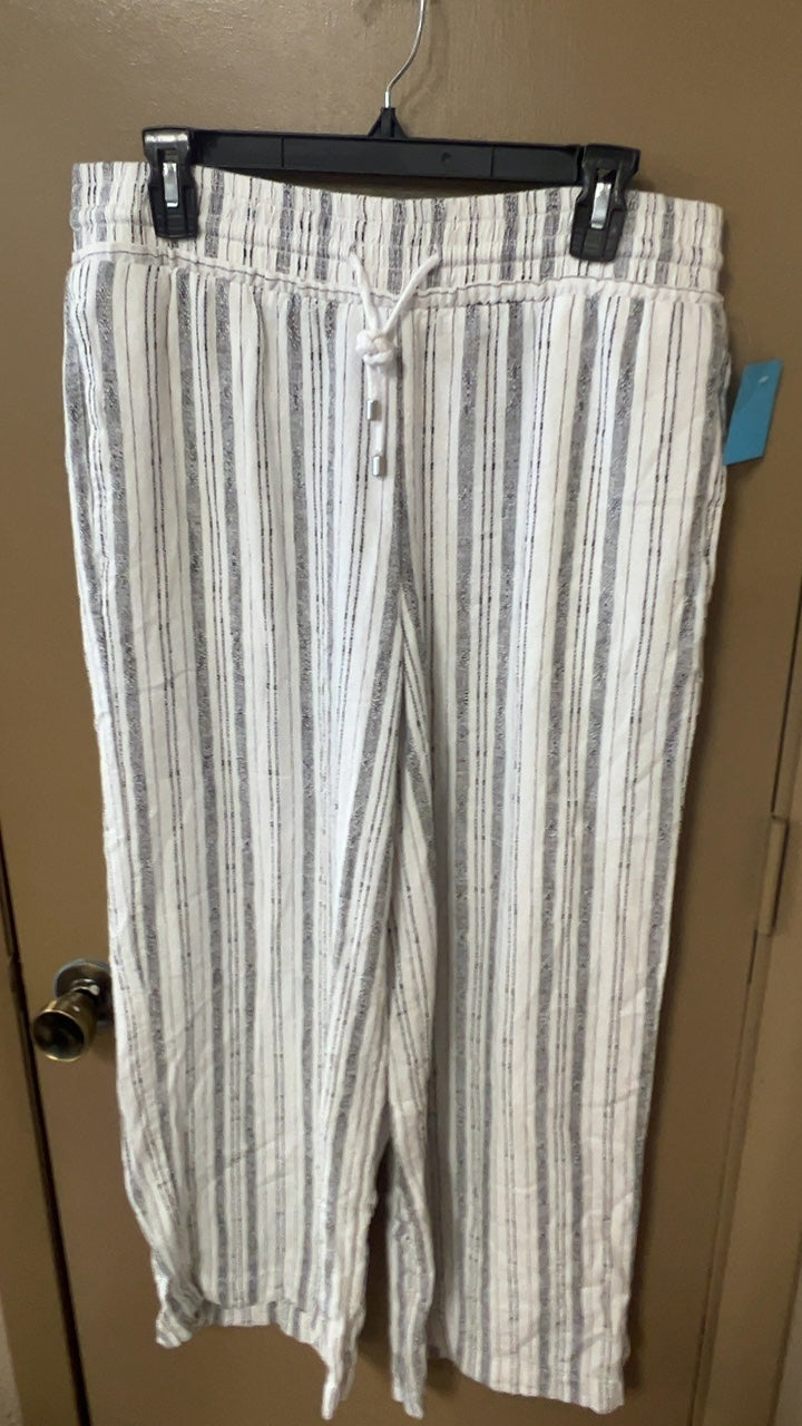 Pants Medium White with black and beige stripes