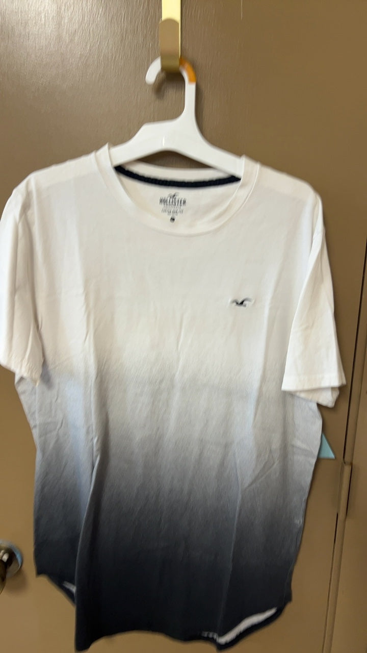 Hollister T-Shirt MENS Large White with black gradient