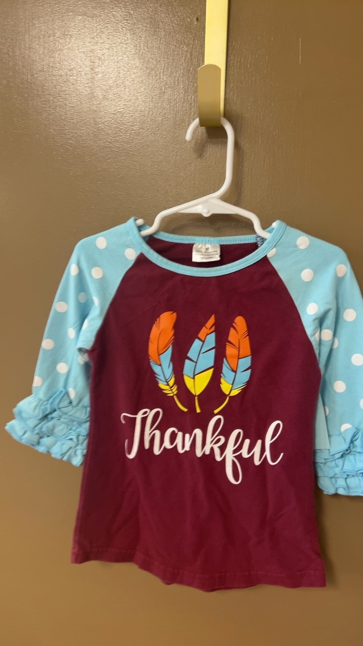 T-Shirt YOUTH Medium Maroon/Light Blue
