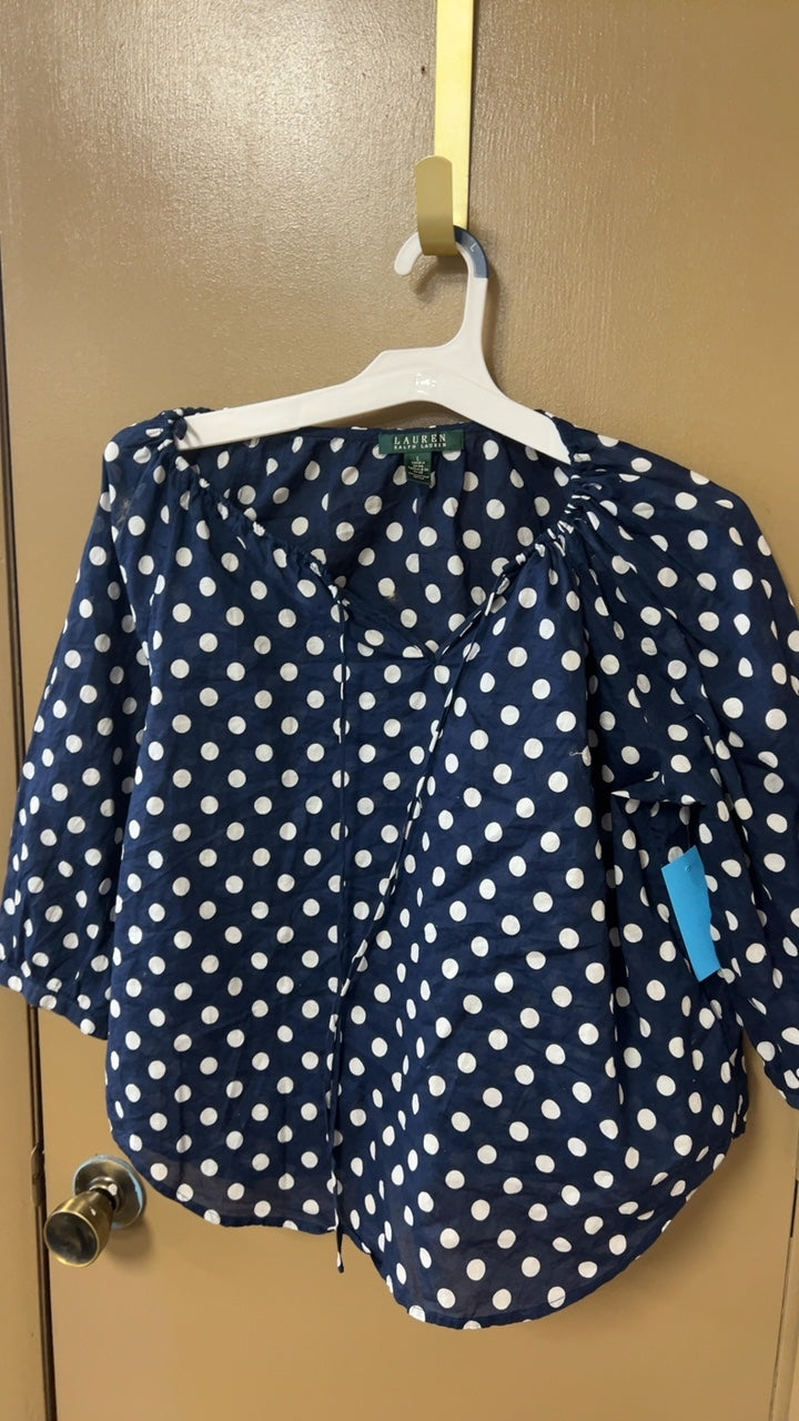 LAUREN Ralph Lauren Shirt Large Navy blue with white dots