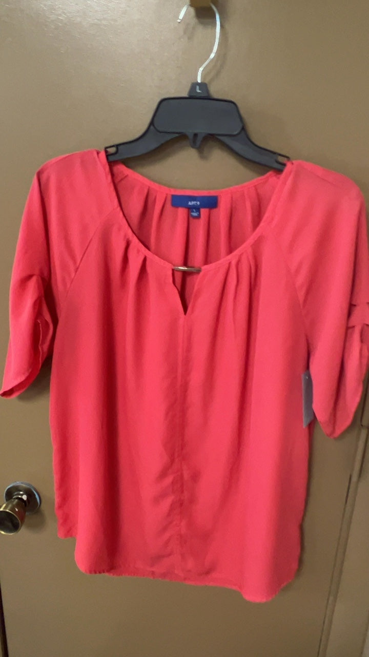Apt. 9 Blouse Large Coral/Pink