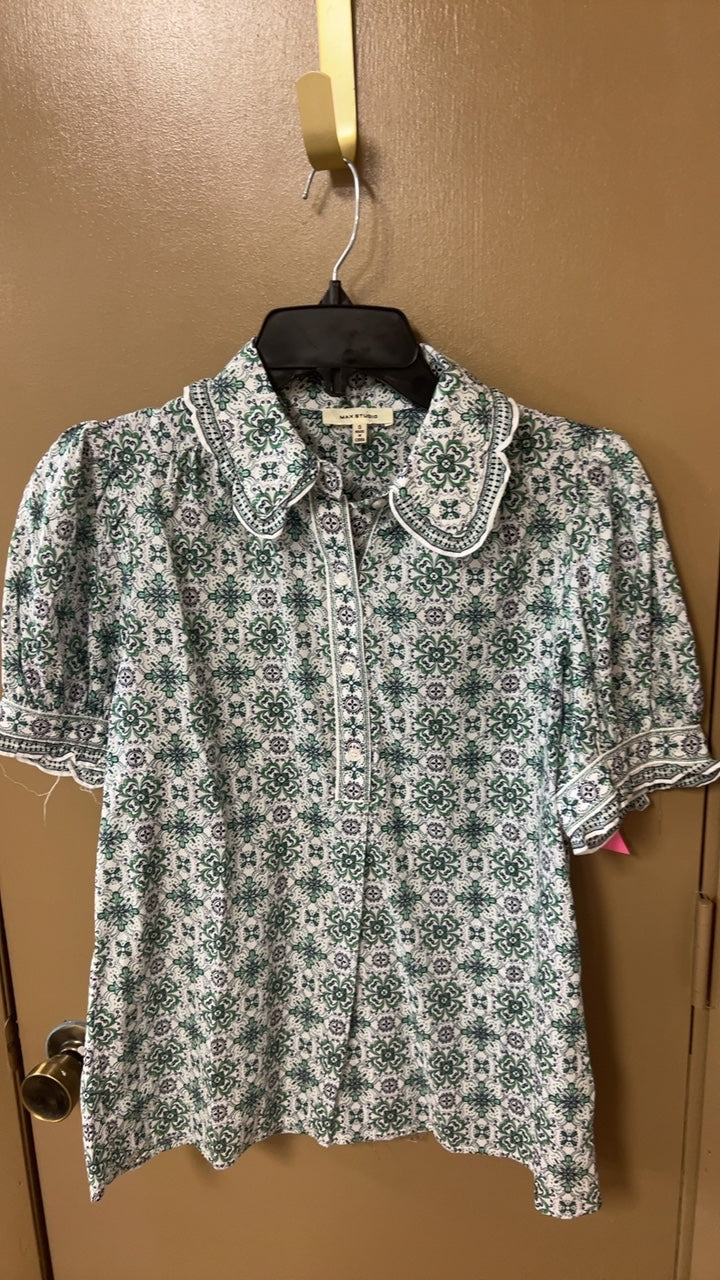 Blouse Small Green and white