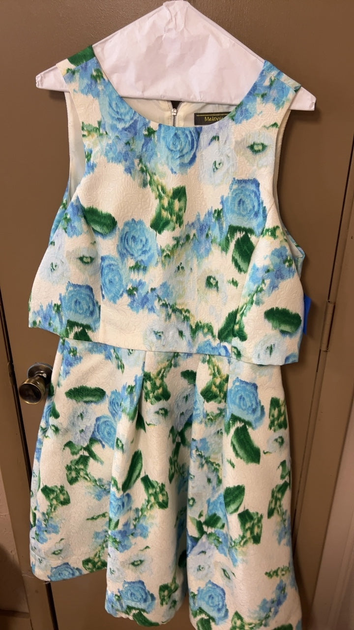 Melody Dress 14 White and Blue