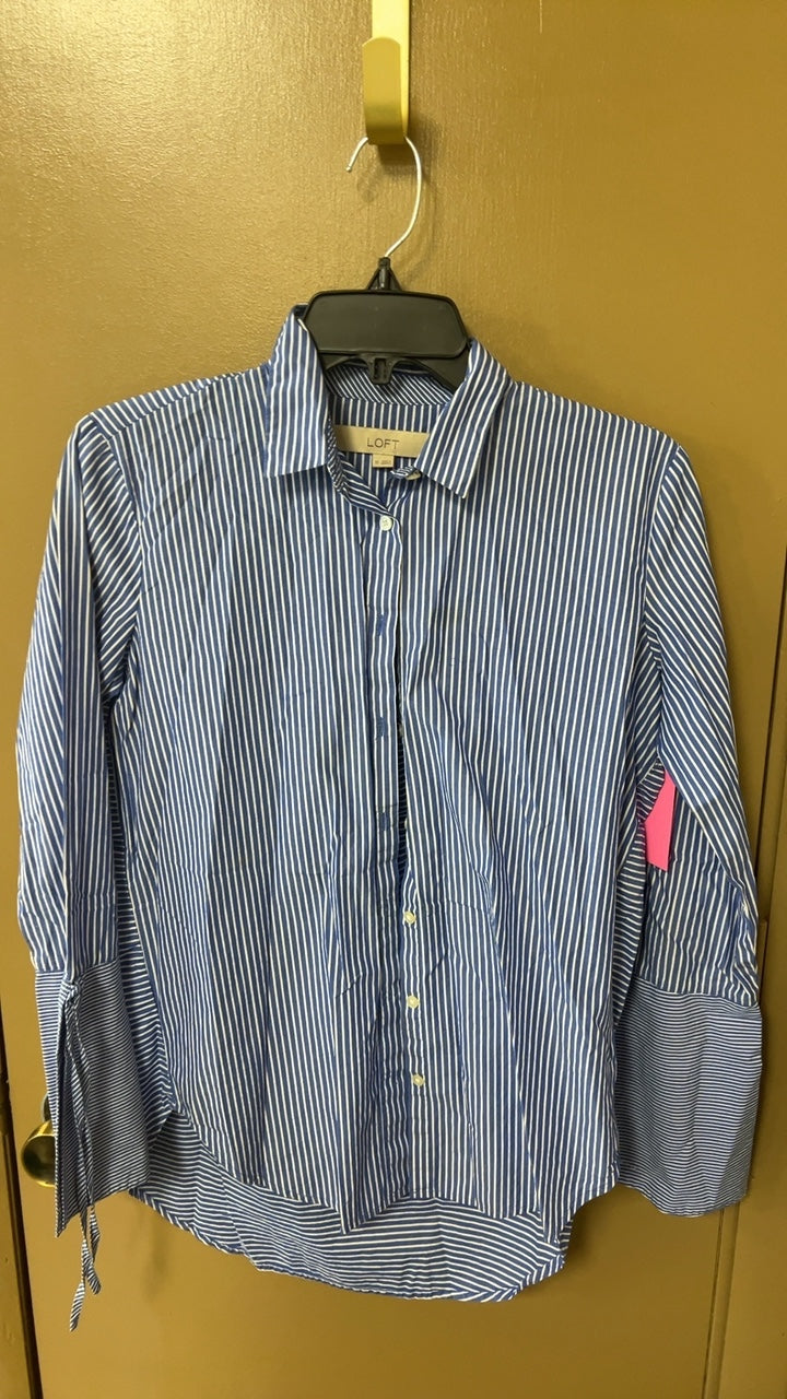 LOFT Shirt XS Blue and White Striped