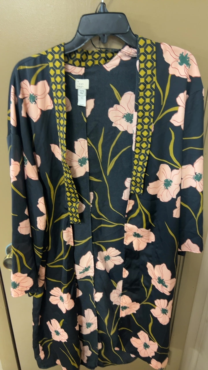 Blazer One Size Navy blue with pink and green floral print