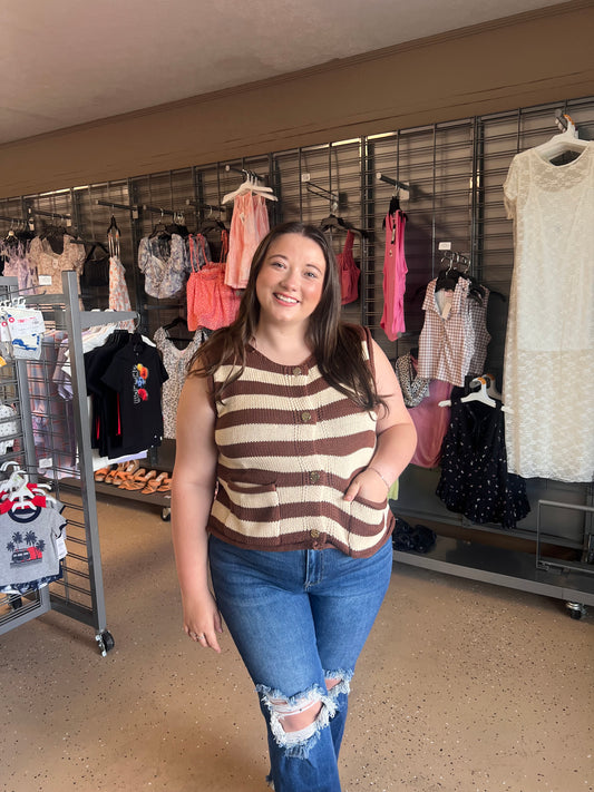 Neutral Stripe Knit Top